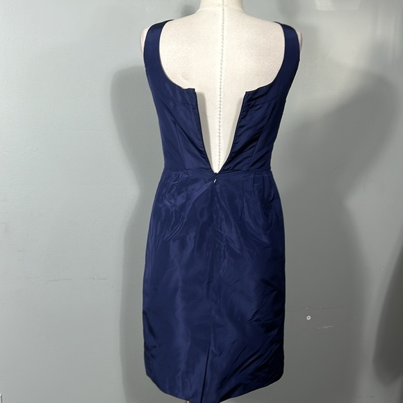 J. Crew Navy Silk Taffeta Shimmery Halter Mini Dress size 0 - Picture 3 of 13